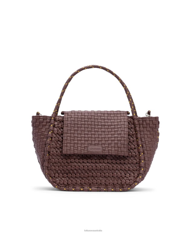 Collection Lottusse Accessories Brown NT4PP423 Noodbag Braided Washed Lamb Top Handle Bag