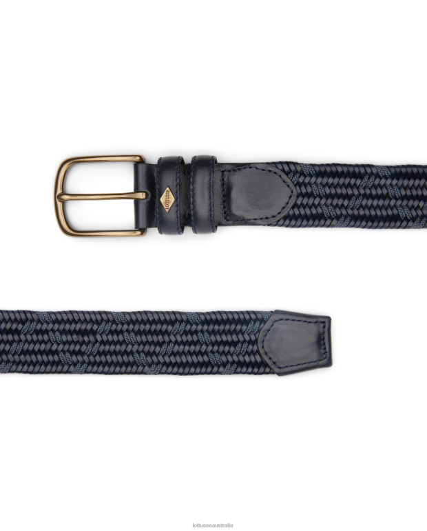 Collection Lottusse Accessories Marine Blue NT4PP454 Cinturon Edmund Vaqueta Moka Elastic Braided