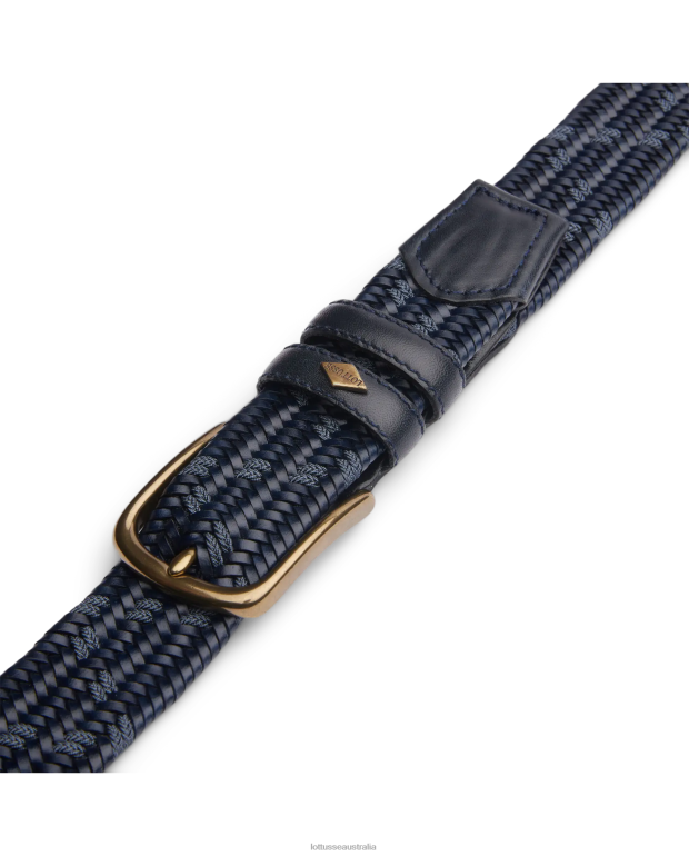 Collection Lottusse Accessories Marine Blue NT4PP454 Cinturon Edmund Vaqueta Moka Elastic Braided