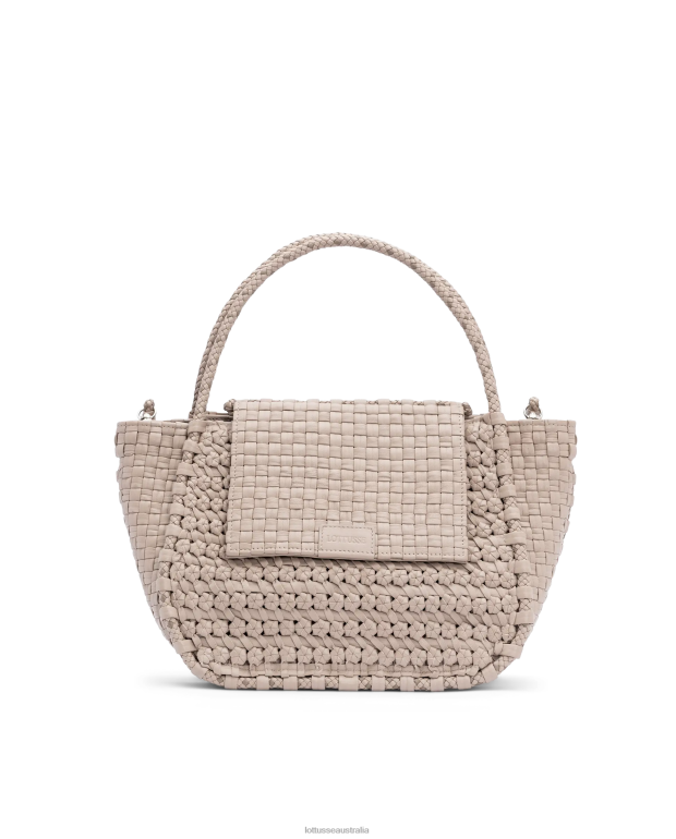 Collection Lottusse Accessories Off White NT4PP425 Noodbag Braided Washed Lamb Top Handle Bag