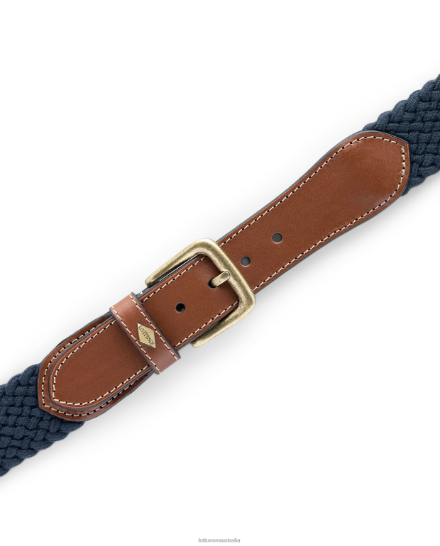 Men Lottusse Accessories Marine Blue NT4PP37 Cinturones Elastic Tubular Calf Braided