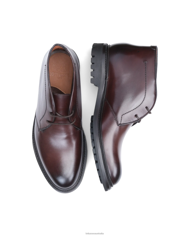 Men Lottusse Footwear Mocha NT4PP130 Walton Crust Anilin Calf Ankle Boots