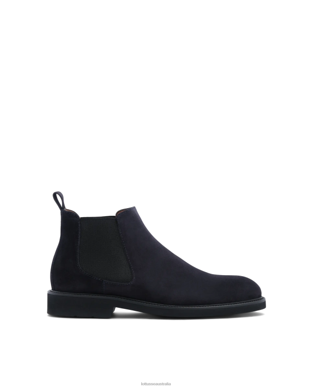 Men Lottusse Footwear Navy NT4PP157 Baltimore Calf Suede Ankle Boots