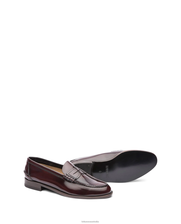 Men Lottusse Footwear Black NT4PP33 Liberty Maroon Polished Binder Calf Boat Shoes