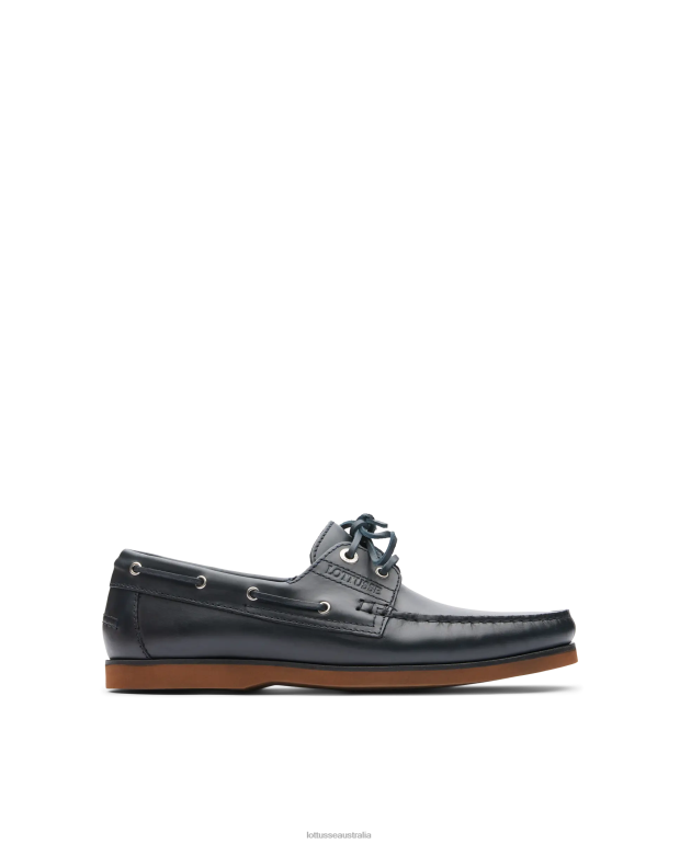 Men Lottusse Footwear Marine Blue NT4PP99 Ocean Wax Calf Boat Shoes