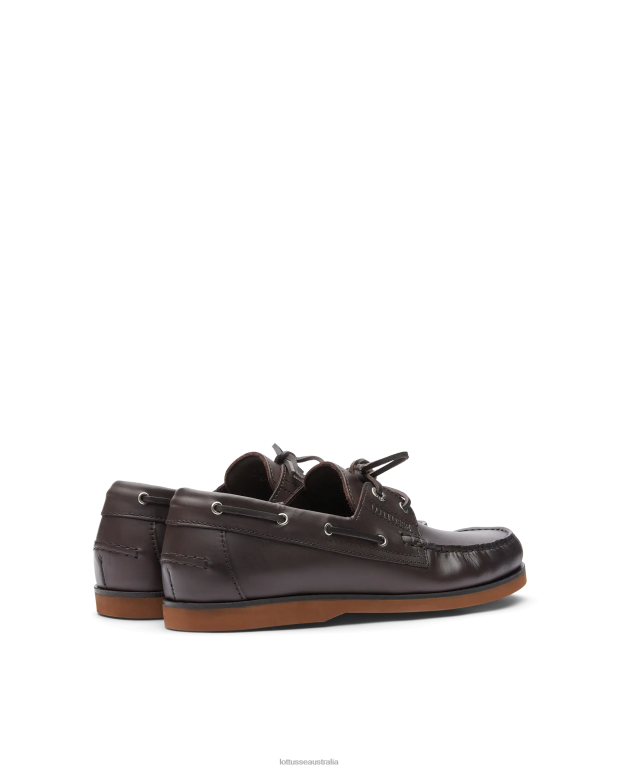 Men Lottusse Footwear Mocha NT4PP100 Ocean Wax Calf Boat Shoes