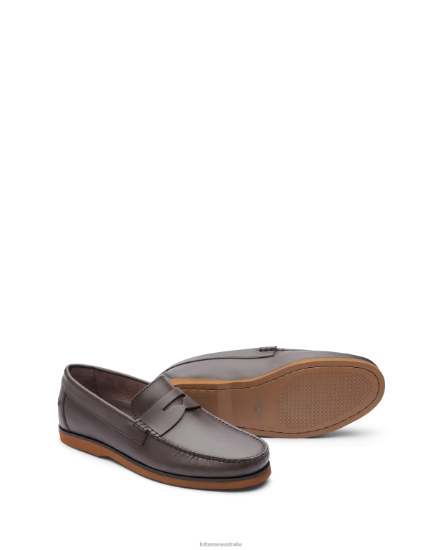 Men Lottusse Footwear Mocha NT4PP103 Ocean Wax Calf Boat Shoes