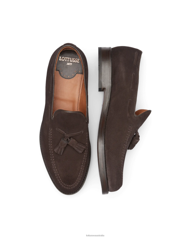 Men Lottusse Footwear Mocha NT4PP135 Class Suede Calf Boat Shoes