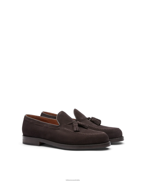 Men Lottusse Footwear Mocha NT4PP135 Class Suede Calf Boat Shoes