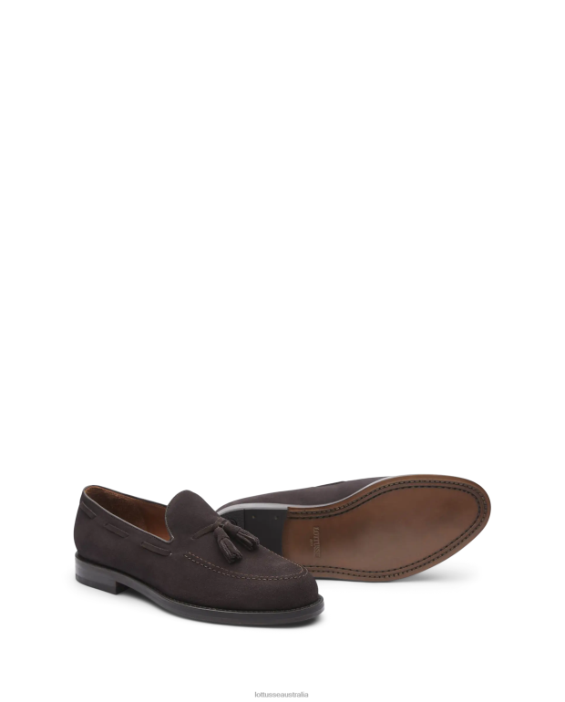 Men Lottusse Footwear Mocha NT4PP135 Class Suede Calf Boat Shoes