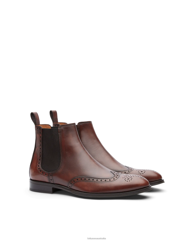 Men Lottusse Footwear Brown NT4PP143 Lenox Brush Off Calf Boots