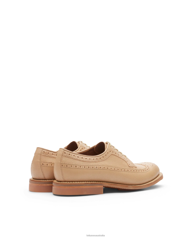 Men Lottusse Footwear Beige NT4PP67 Walton Embossed Kangaroo Leather Derby