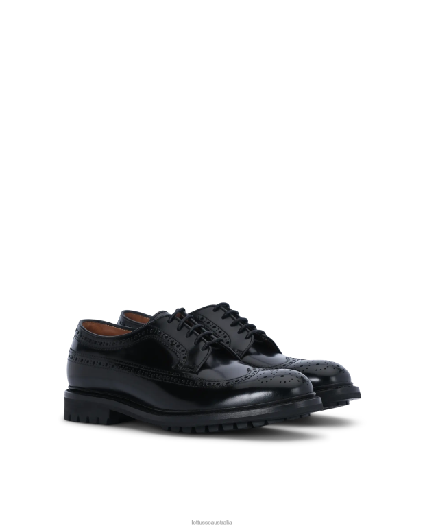 Men Lottusse Footwear Black NT4PP40 Walton Polished Binder Calf Derby