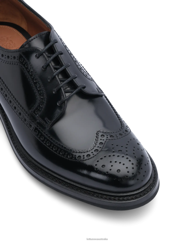 Men Lottusse Footwear Black NT4PP40 Walton Polished Binder Calf Derby