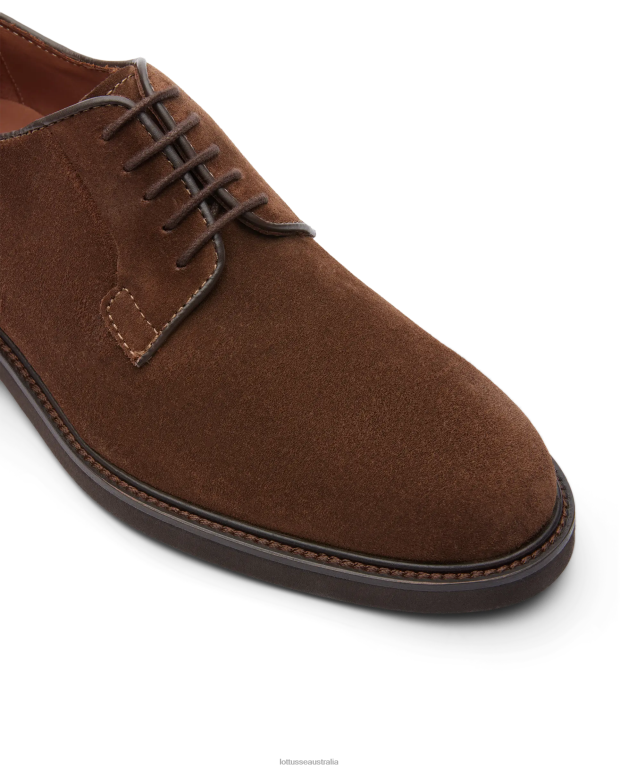 Men Lottusse Footwear Brown NT4PP150 Baltimore Suede Calf Derby