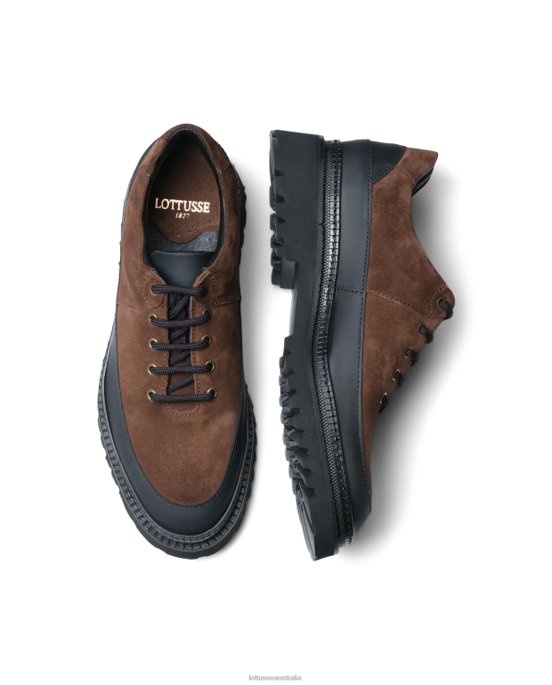 Men Lottusse Footwear Brown NT4PP175 Covent Rubber Finish Calf Derby