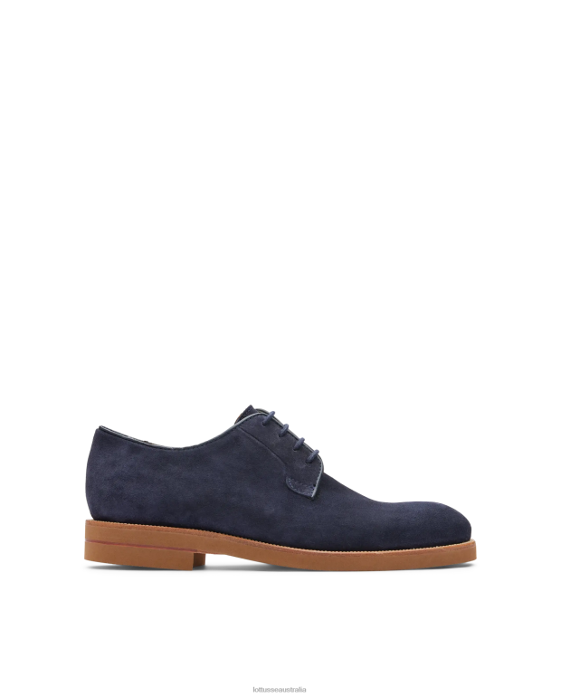 Men Lottusse Footwear Marine Blue NT4PP110 Niza Suede Calf Derby