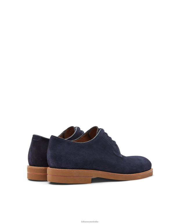 Men Lottusse Footwear Marine Blue NT4PP110 Niza Suede Calf Derby