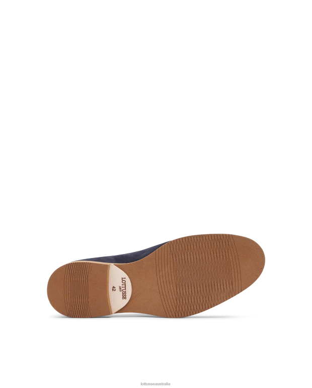 Men Lottusse Footwear Marine Blue NT4PP110 Niza Suede Calf Derby