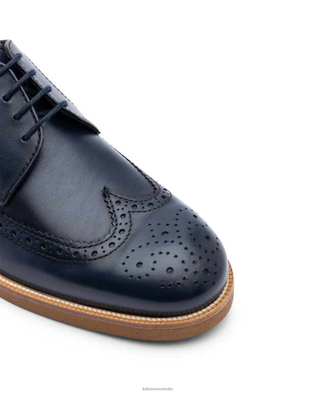 Men Lottusse Footwear Marine Blue NT4PP113 Niza Brush off Calf Derby