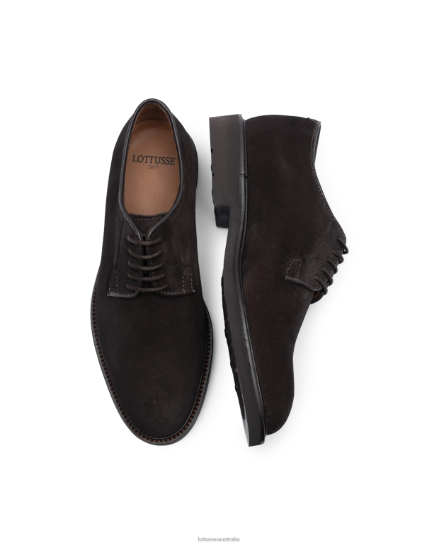 Men Lottusse Footwear Mocha NT4PP19 Baltimore Suede Calf Derby