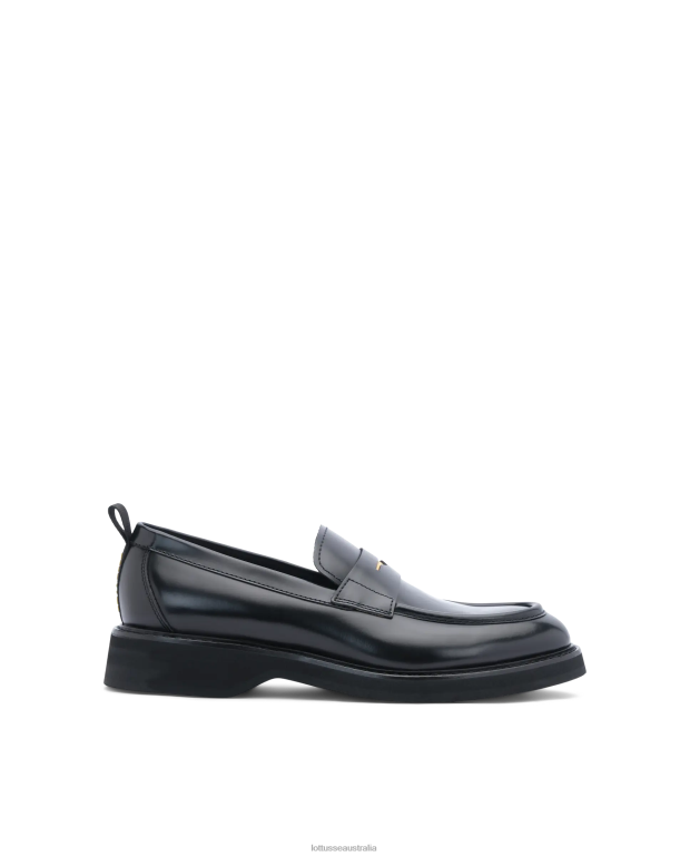 Men Lottusse Footwear Black NT4PP173 Luca Lamb Soft Loafers