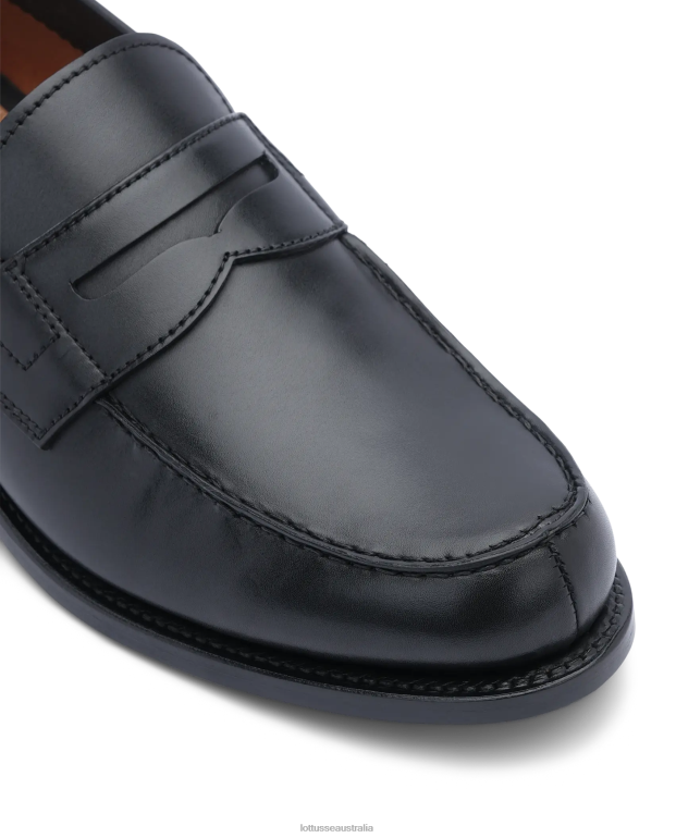 Men Lottusse Footwear Black NT4PP45 Kingstown Calf Block Heel Loafers