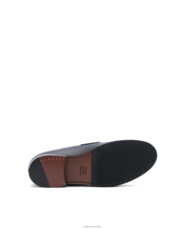 Men Lottusse Footwear Black NT4PP45 Kingstown Calf Block Heel Loafers