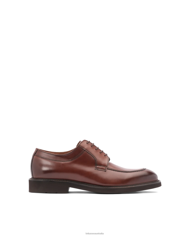 Men Lottusse Footwear Mocha NT4PP162 Baltimore Bright Calf Derby Loafers