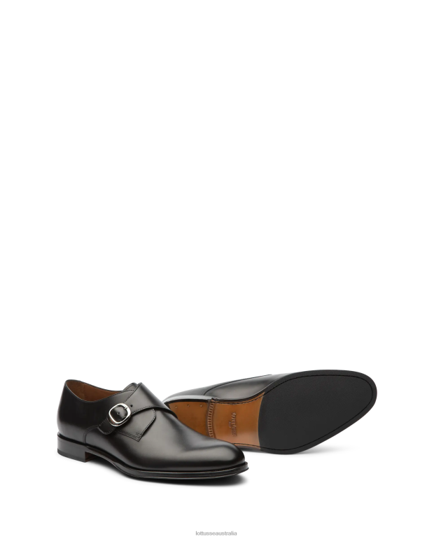 Men Lottusse Footwear Black NT4PP12 Lenox Brush off Calf Monks