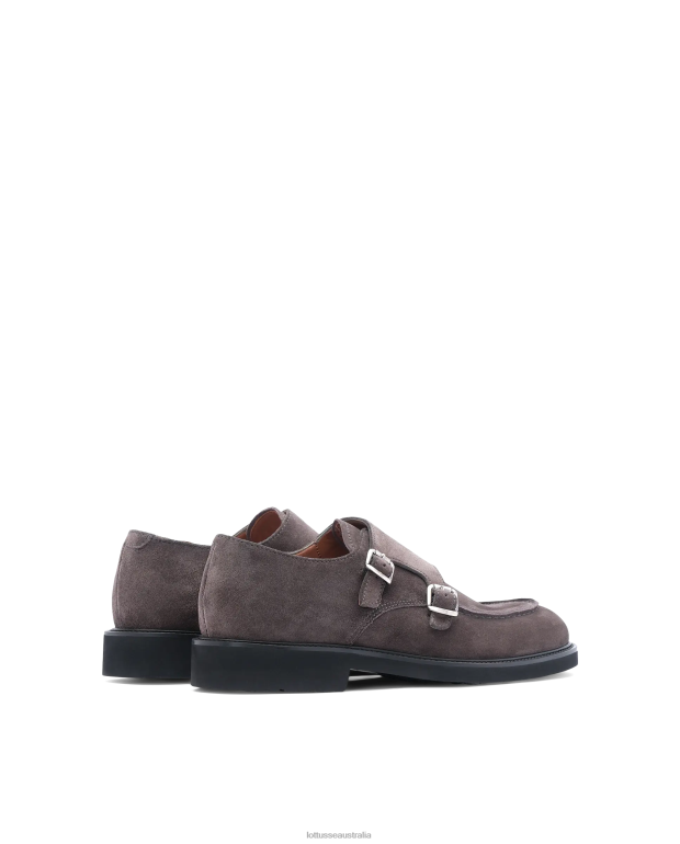 Men Lottusse Footwear Grey NT4PP165 Baltimore Calf Suede Monk Shoes