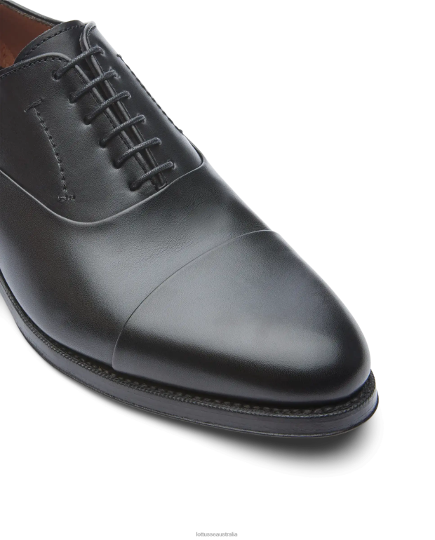 Men Lottusse Footwear Black NT4PP1 Premium Crust Anilin Calf Oxford