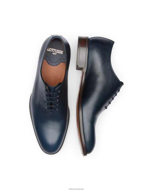 Men Lottusse Footwear Marine Blue NT4PP14 Lenox Brush off Calf Oxford