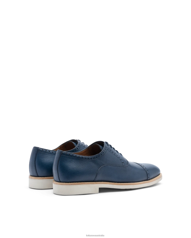 Men Lottusse Footwear Marine Blue NT4PP80 Venice Brush of Embossy Calf Oxford