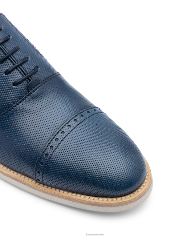 Men Lottusse Footwear Marine Blue NT4PP80 Venice Brush of Embossy Calf Oxford