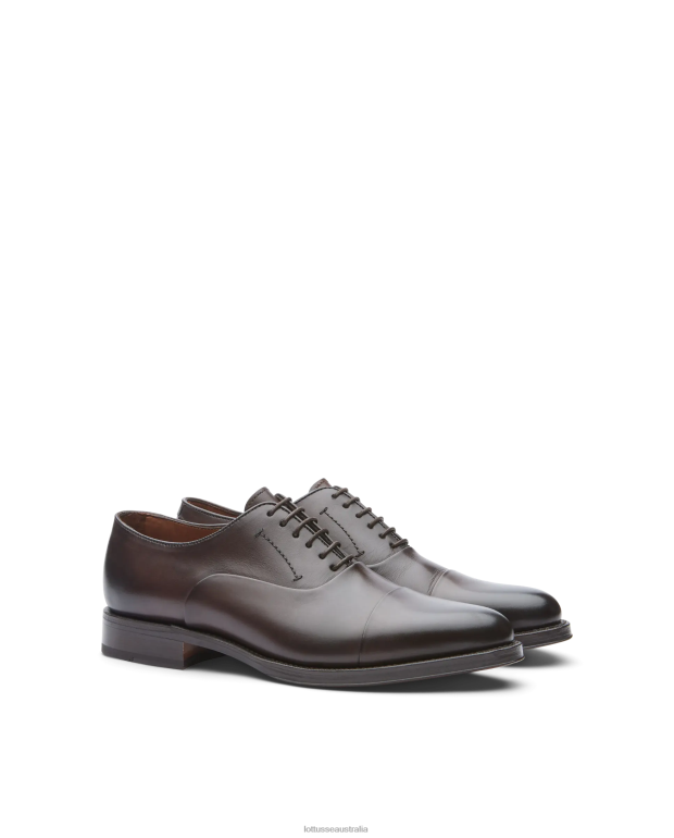 Men Lottusse Footwear Mocha NT4PP2 Premium Crust Anilin Calf Oxford