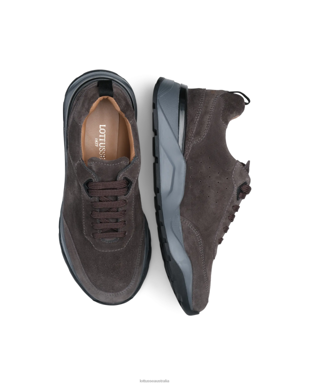 Men Lottusse Footwear Lead Grey NT4PP196 Osaka Calf Suede Sneakers