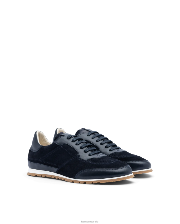 Men Lottusse Footwear Marine Blue NT4PP116 Mancor Soft Calf Sneakers