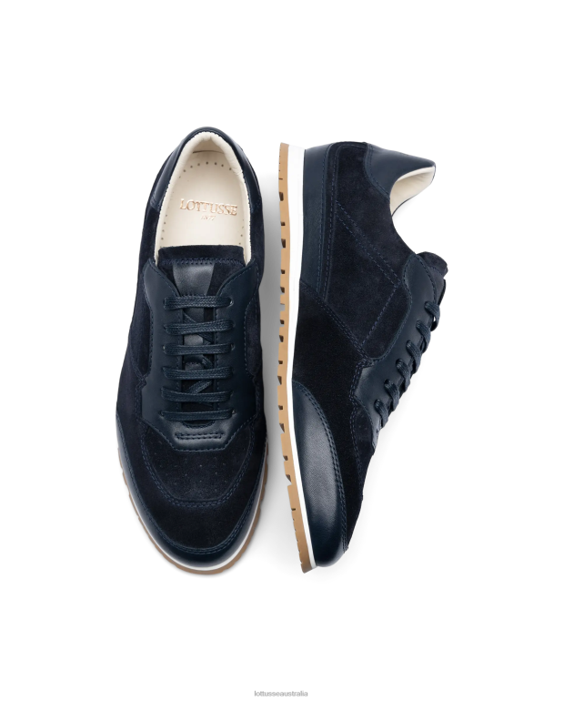 Men Lottusse Footwear Marine Blue NT4PP116 Mancor Soft Calf Sneakers