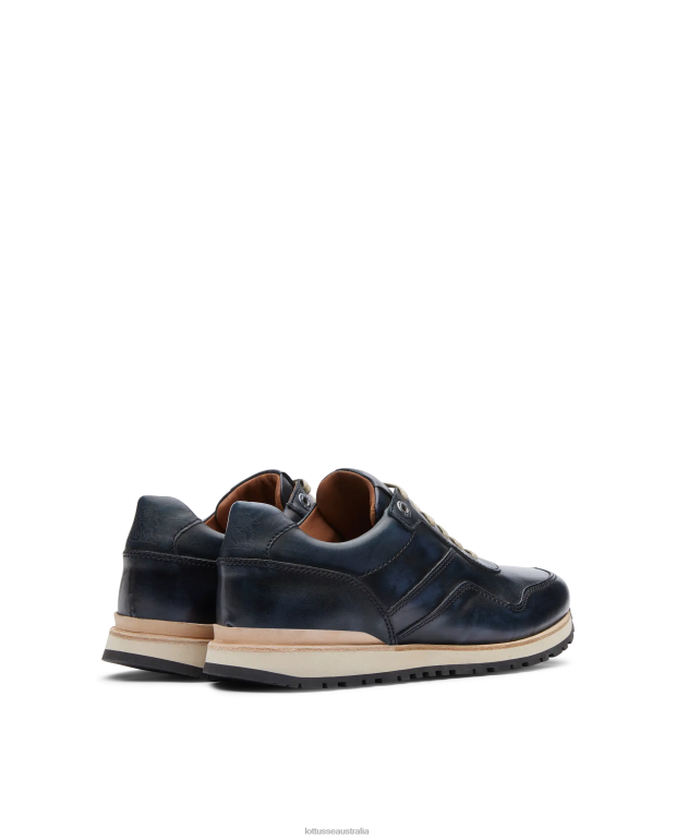 Men Lottusse Footwear Marine Blue NT4PP21 Tokyo Brush Off Calf Sneakers
