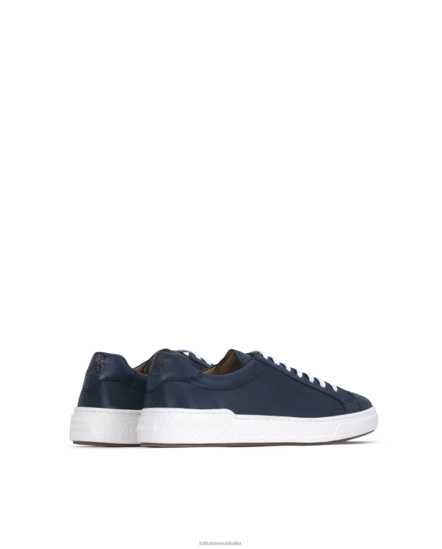 Men Lottusse Footwear Marine Blue NT4PP83 Torino Brush of Embossy Calf Sneakers