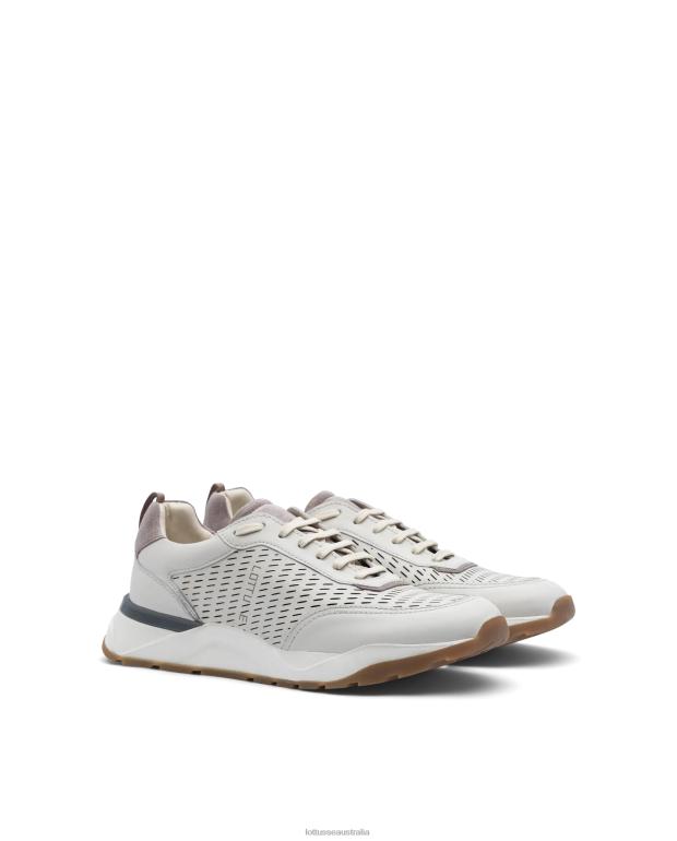 Men Lottusse Footwear Off White NT4PP125 Osaka Soft Calf Sneakers