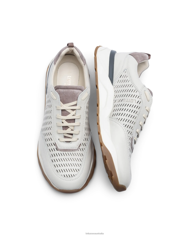 Men Lottusse Footwear Off White NT4PP125 Osaka Soft Calf Sneakers