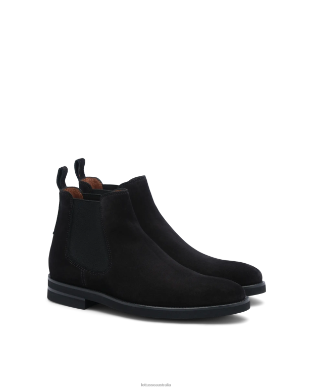 Men Lottusse Footwear Black NT4PP146 Holborn Calf Suede Boots