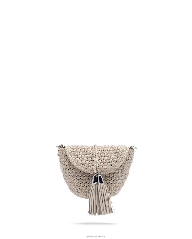 Women Lottusse Accessories Off White NT4PP337 Noodbag Merino Lamb Soft Crossbody Bag