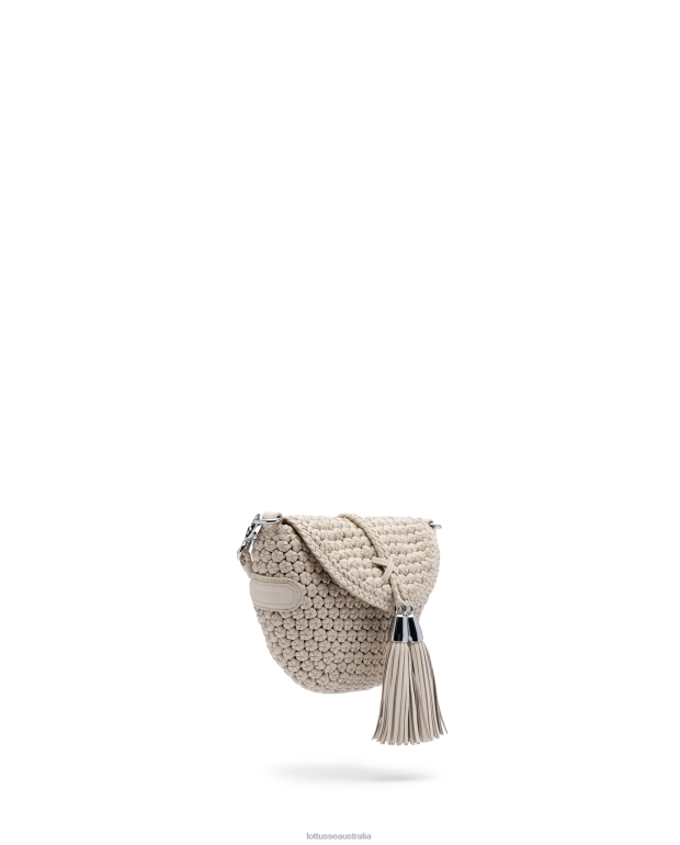 Women Lottusse Accessories Off White NT4PP337 Noodbag Merino Lamb Soft Crossbody Bag