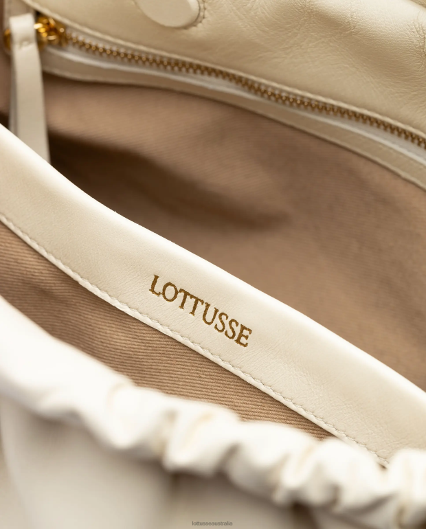 Women Lottusse Accessories Off White NT4PP328 Serena Lamb Soft Top Handle Bag