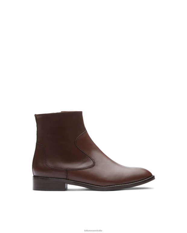 Women Lottusse Footwear Mocha NT4PP401 Claire Plain Calf Ankle Boots