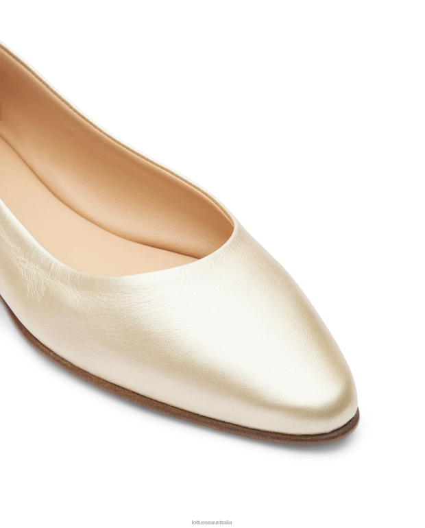 Women Lottusse Footwear Gold NT4PP265 Bel Metal Goat Ballerinas