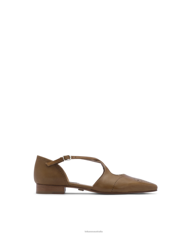 Women Lottusse Footwear Olive Green NT4PP216 Smithson Crust Anilin Calf Ballerinas